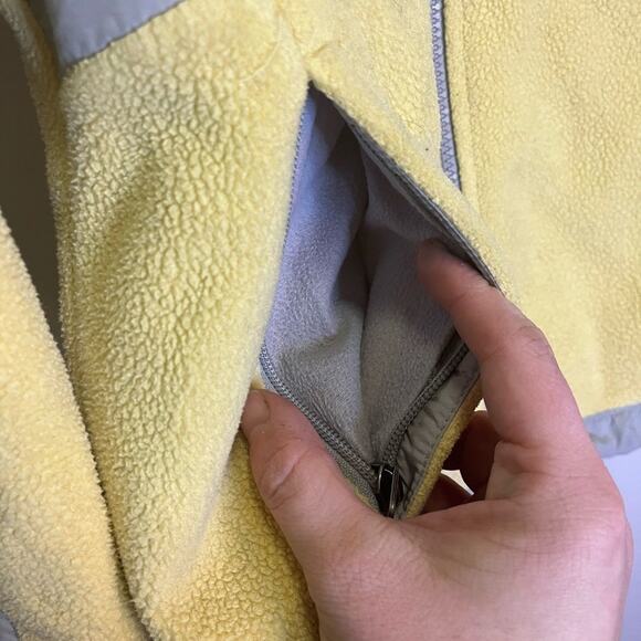 The North Face Yellow Grey Polartec Recycled Fleece Zip Up Jacket Size Womens XS - Picture 13 of 16